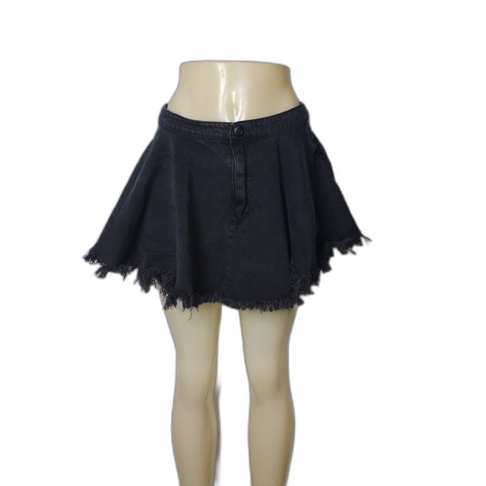 Free People Black Denim Flared Circle Skirt Womens Size XS